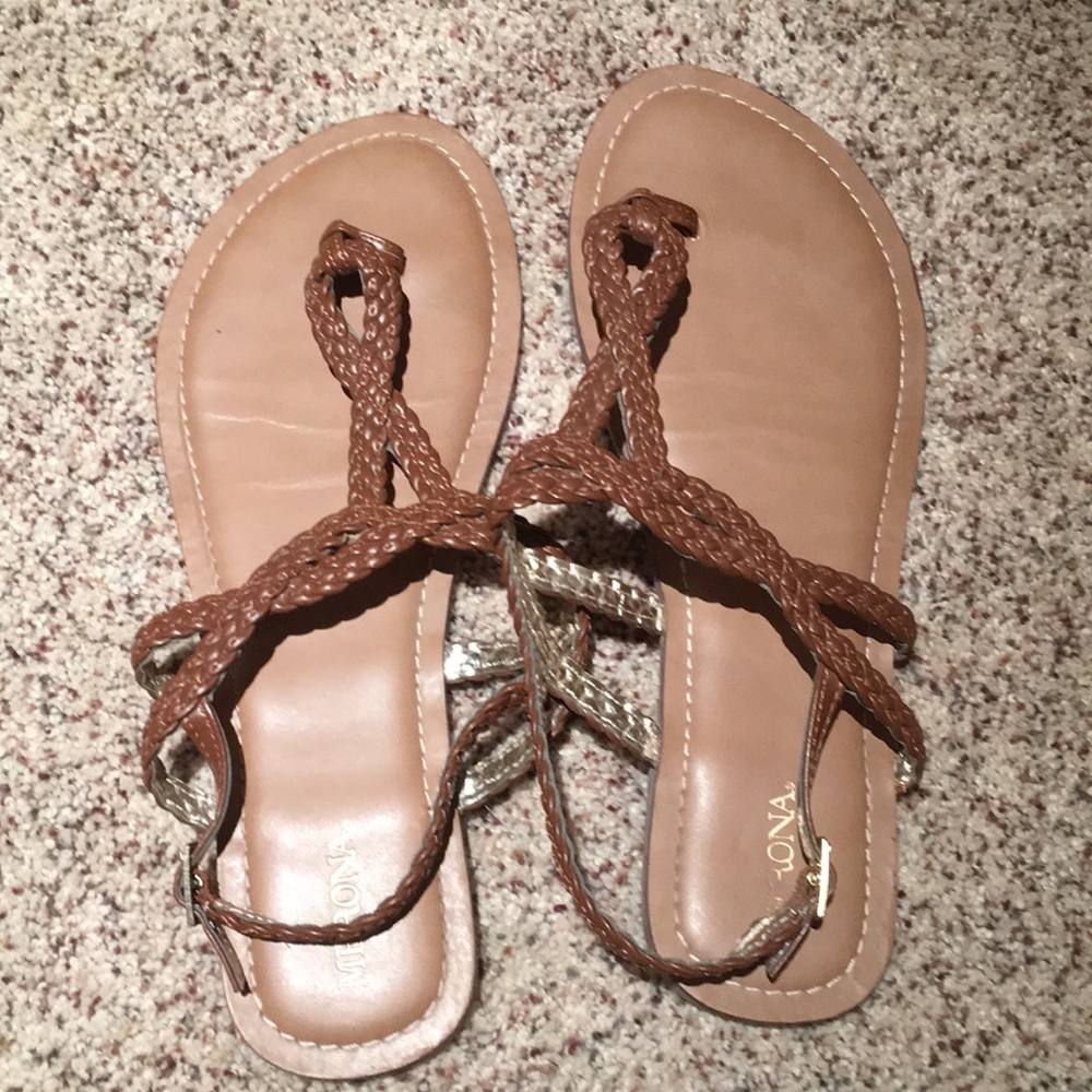 Brown braided sandals